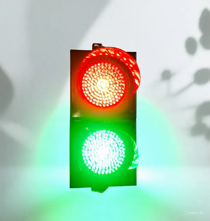 Lampu Traffic Light Led 2 Aspek 20 cm / 30 cm Red Green ( Merah Hijau ) Stop and Go
