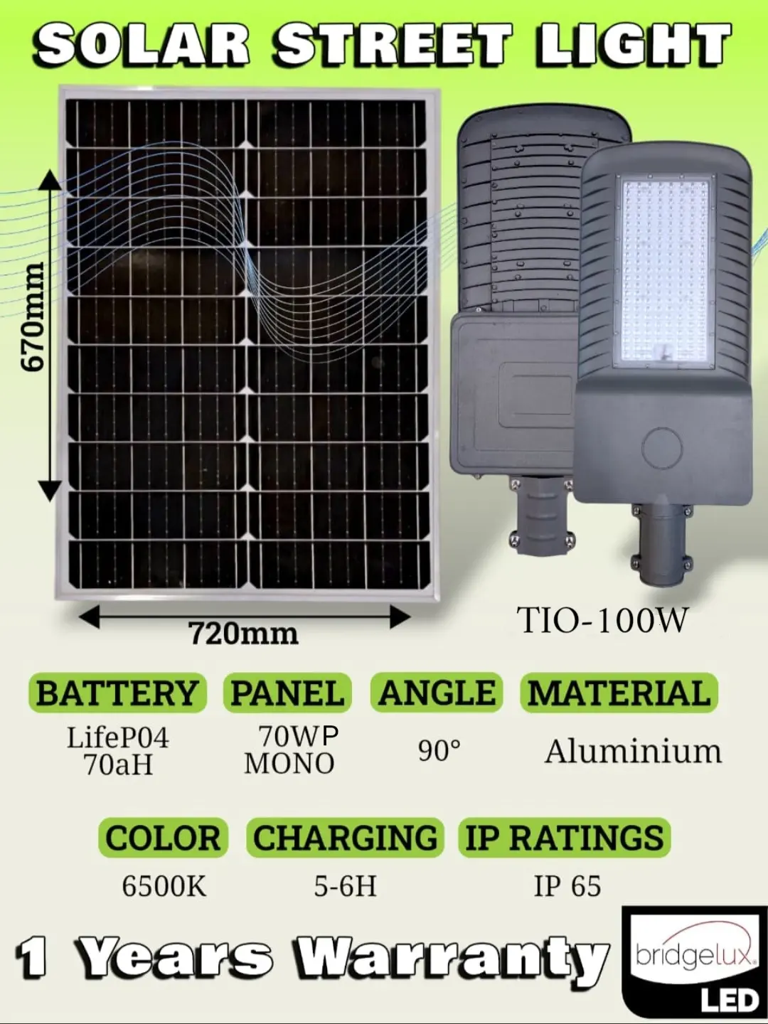 Lampu Jalan Solar Cell PJUTS 2 in 1 100 watt