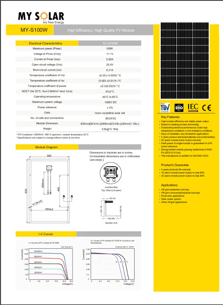 Panel Surya 100 wp My Solar