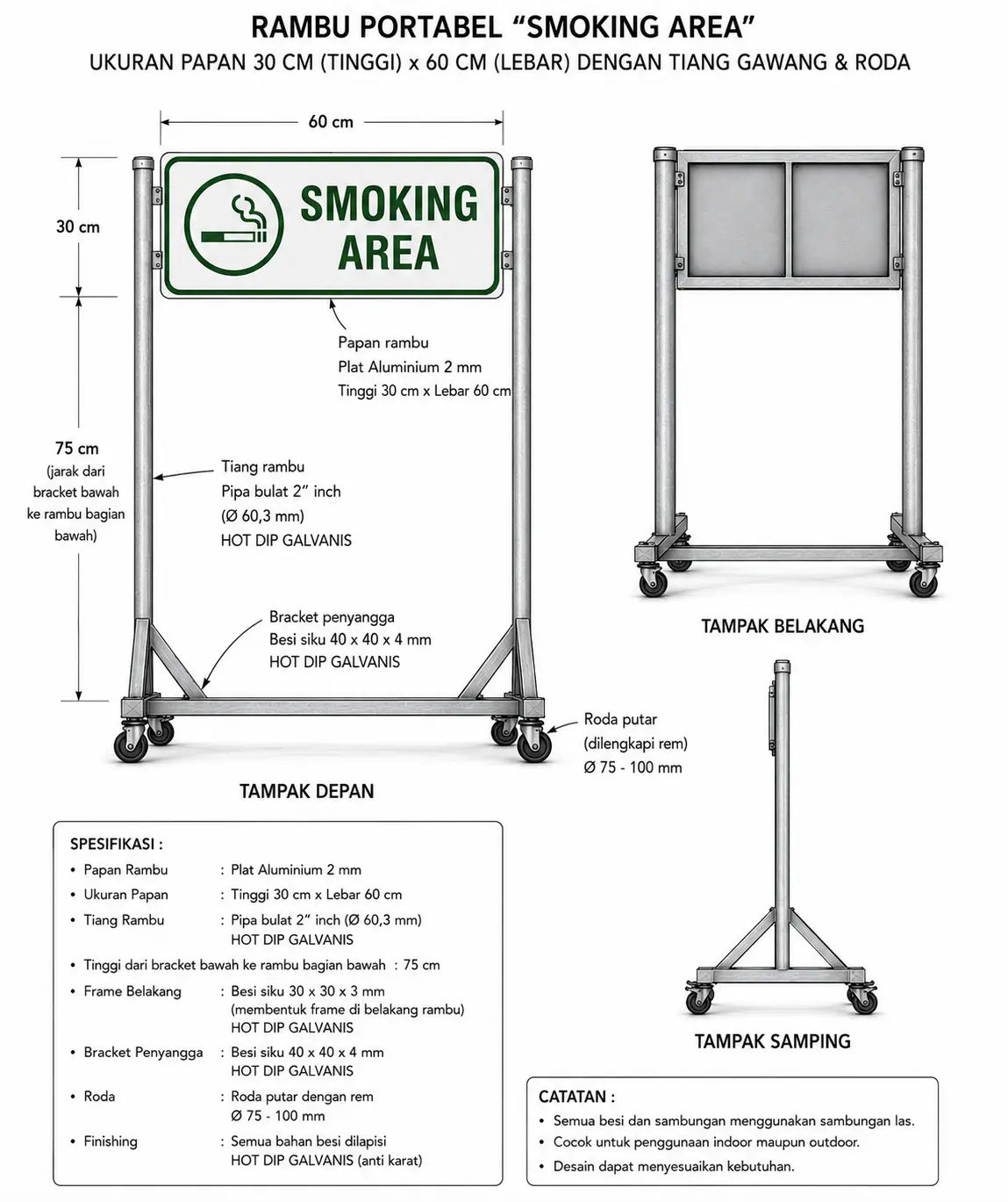 Rambu Smoking / No smoking Area Portabel